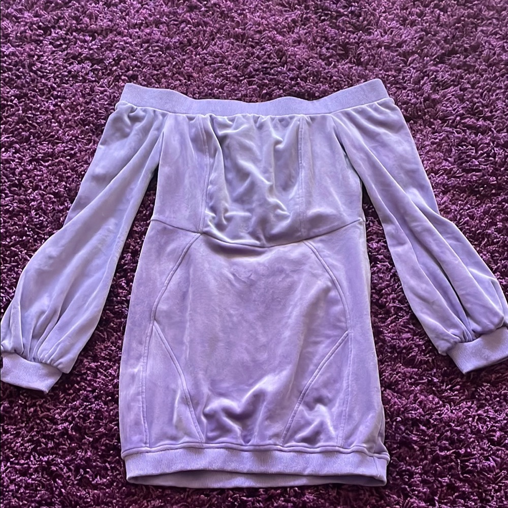 Fashion Nova Purple Off-Shoulder Bishop Sleeve Mini Dress